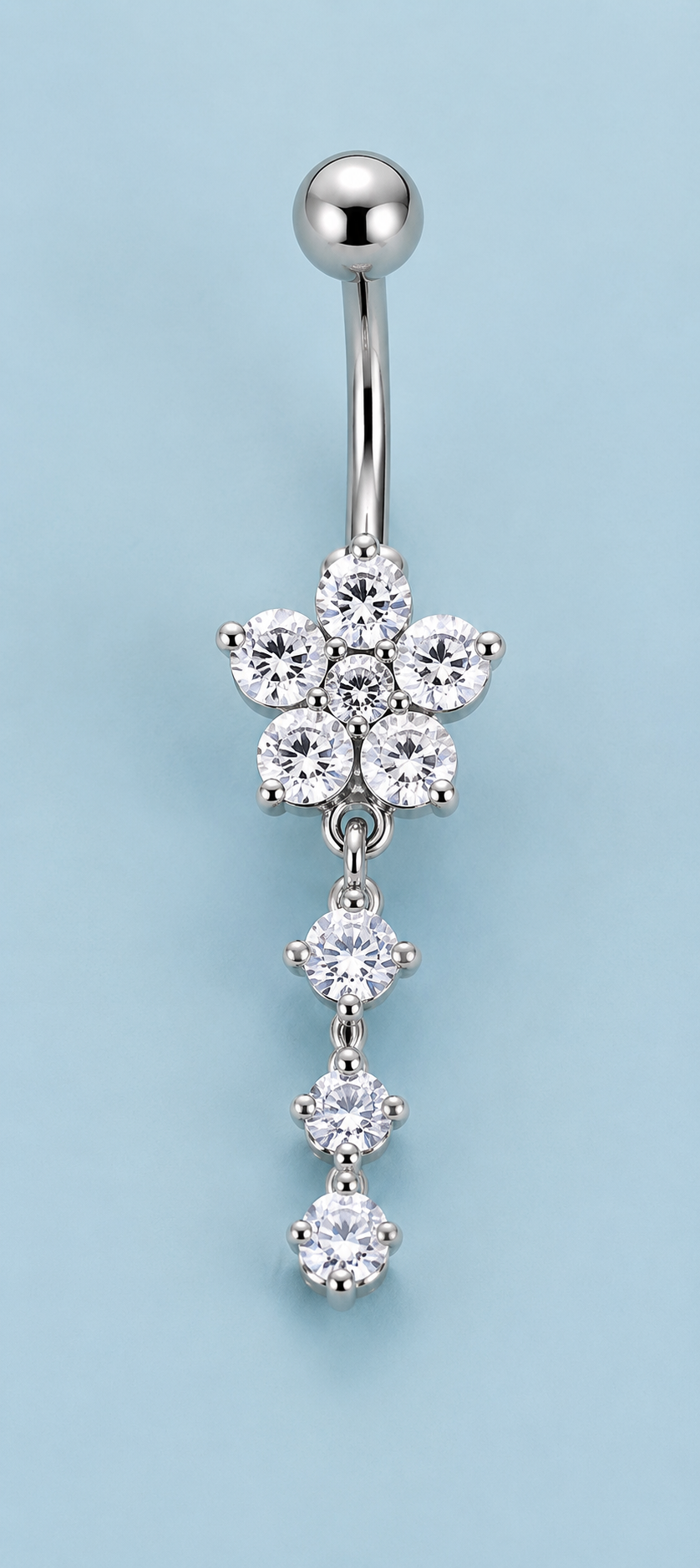 Piercing nombril fleur pendentif