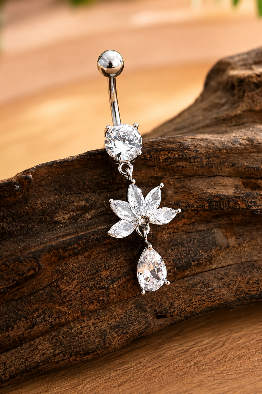 Piercing nombril fleur Cristalline